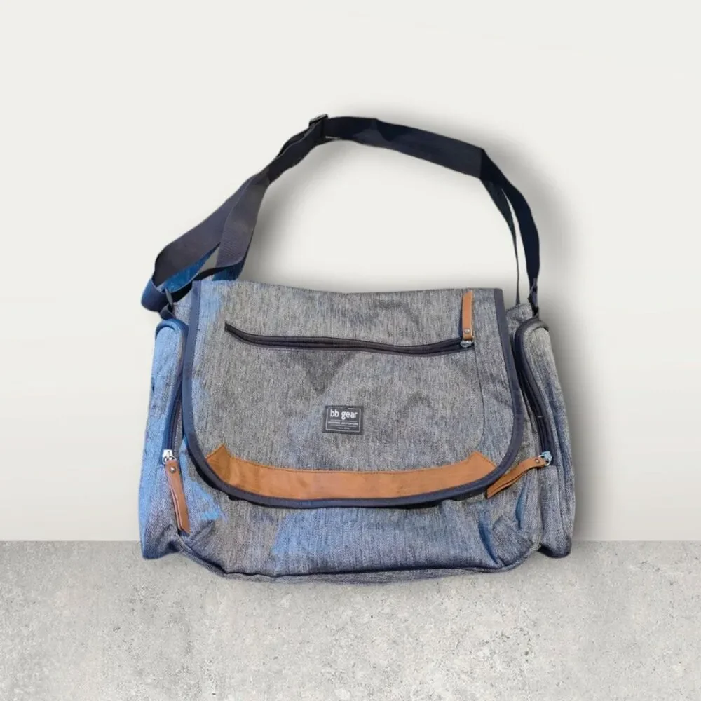 Diaper Bag BB GEAR New Grey Messenger Bag - Dad Bag For Baby.
